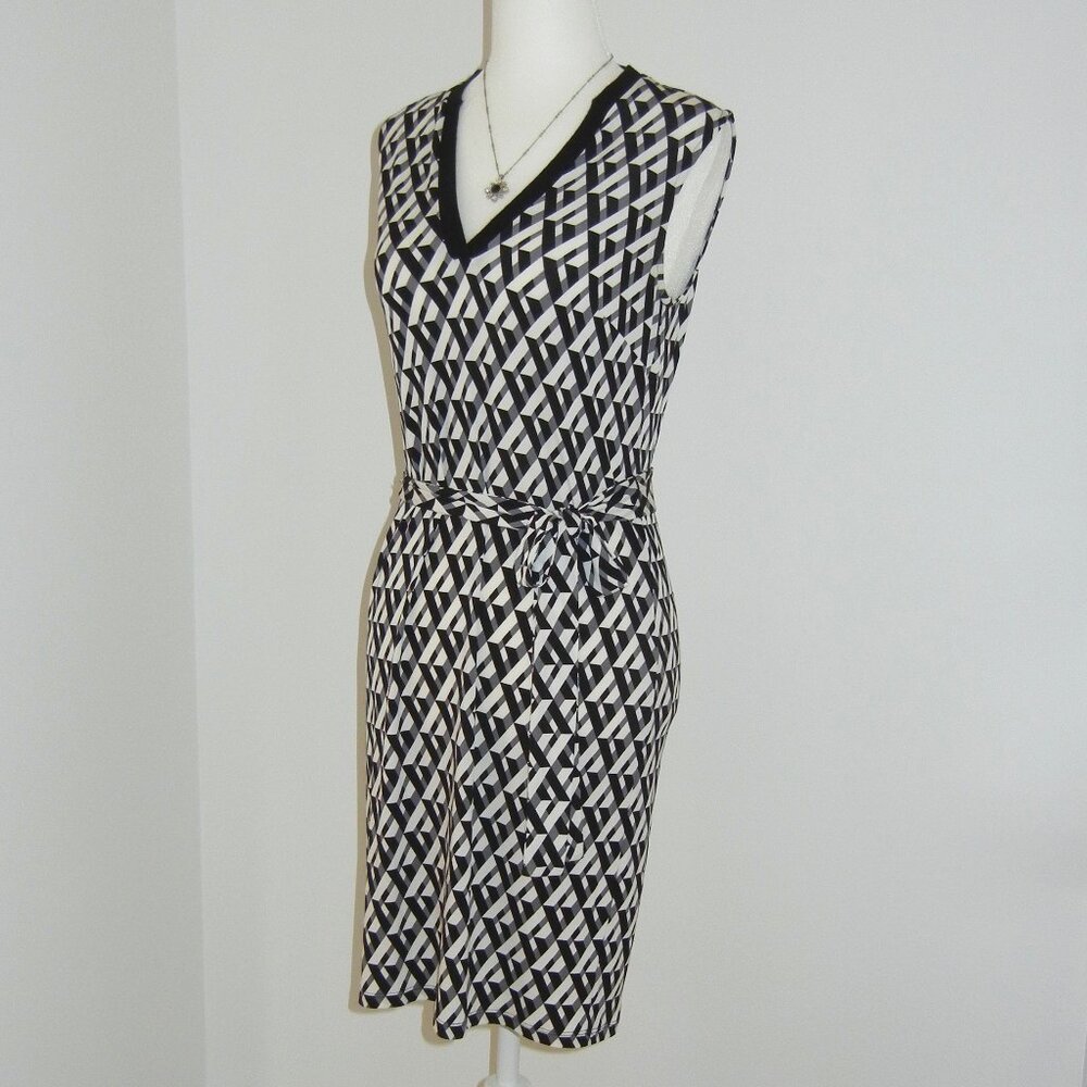 Beautiful Summer V-Neck Black and White Dress by DM Collection, Size 2P